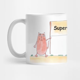 Supervisor. Profession, work, job. Cat shows a banner with the inscription. Watercolor illustration. A gift for a professional. Mug